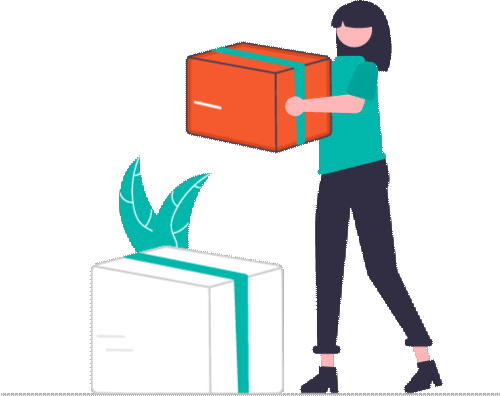 woman moving boxes animated